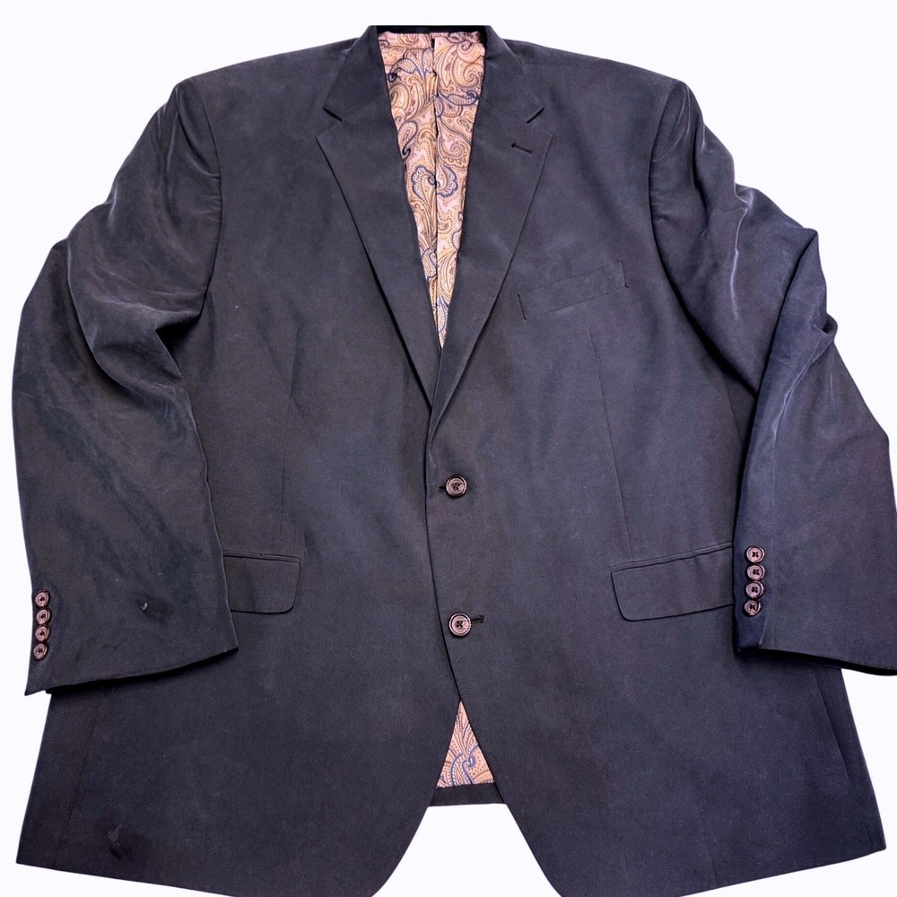 Lauren Ralph Lauren Mens 48R Blazer Sport Coat Black Paisley Lining Modal Blend